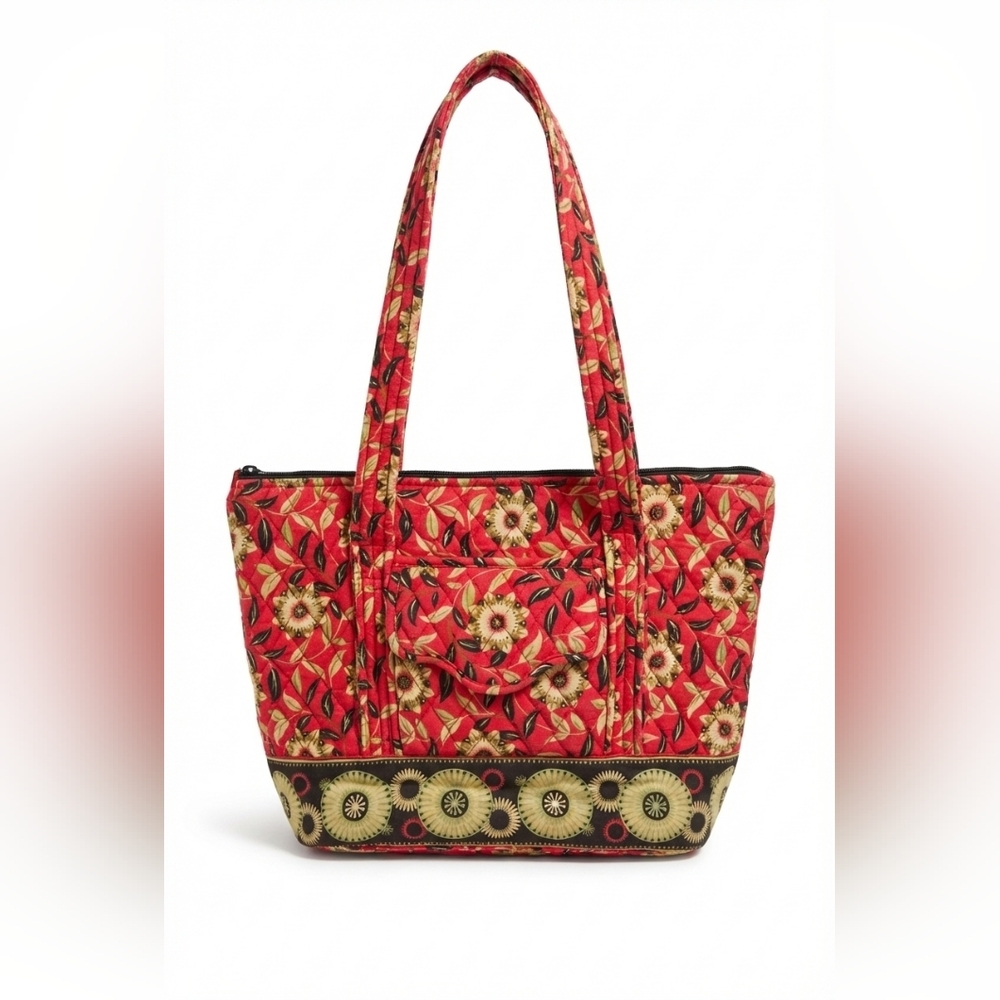 MaggiB Floral Red/Black/Gold Tote Bag Preowned